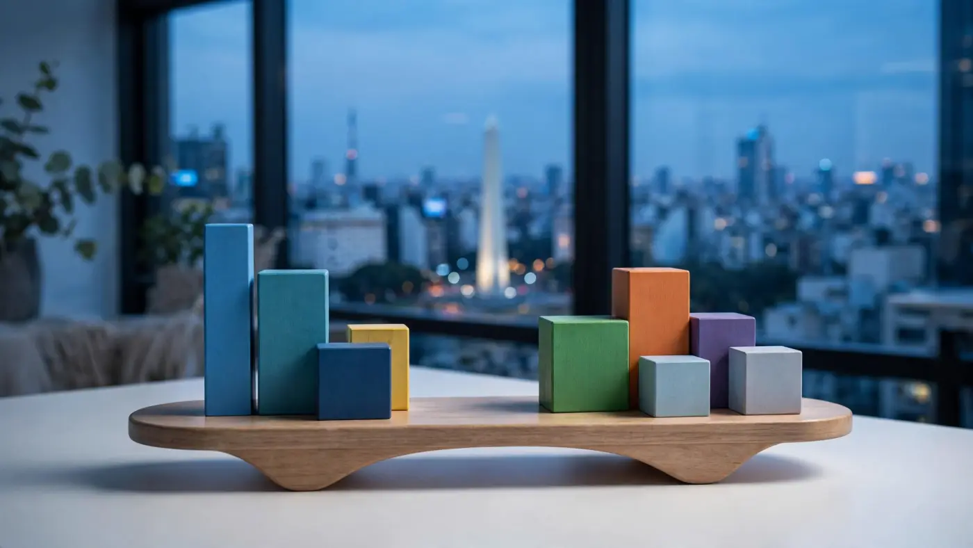 Concepto de análisis de riesgo y diversificación: bloques de colores en una tabla de equilibrio