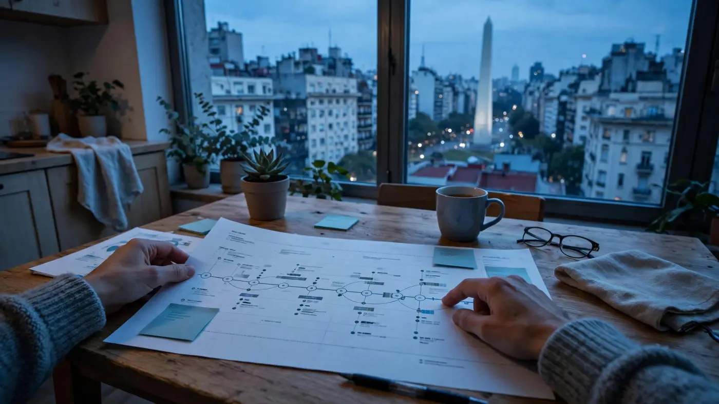 Concepto de planificación de ahorro a largo plazo: manos revisando un gráfico de línea temporal impreso sobre una mesa